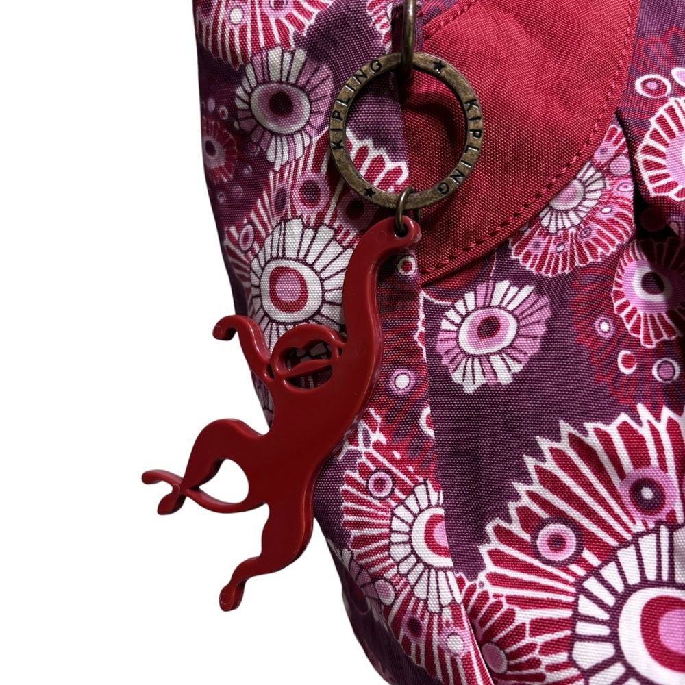 Kipling large Grapevine print travel clutch tote with monkey keychain - Picture 4 of 14